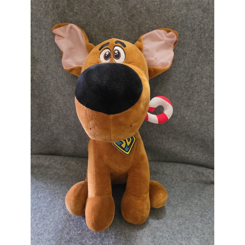 Scooby Doo With Candy Cane Christmas Dog Plush Hanna Barbera  14" Door Greeter.